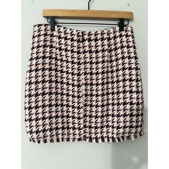 BCBGeneration Houndstooth Mini Skirt Womens‎ Size 10 Tweed Fringed Hem - Picture 5 of 7